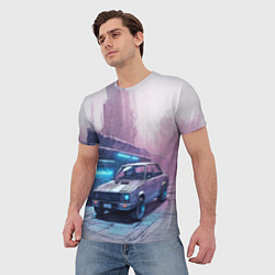 Футболка мужская Автомобиль в пурпурной думке, цвет: 3D-принт — фото 2