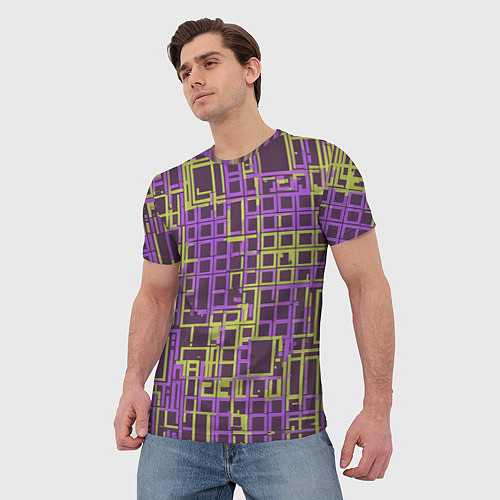 Мужская футболка Разноцветные толстые линии / 3D-принт – фото 3