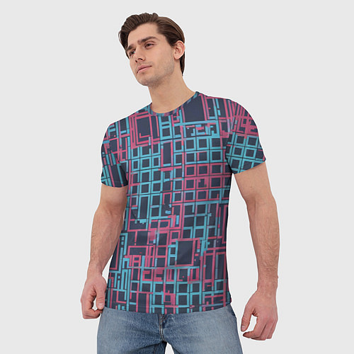 Мужская футболка Разноцветные толстые линии / 3D-принт – фото 3