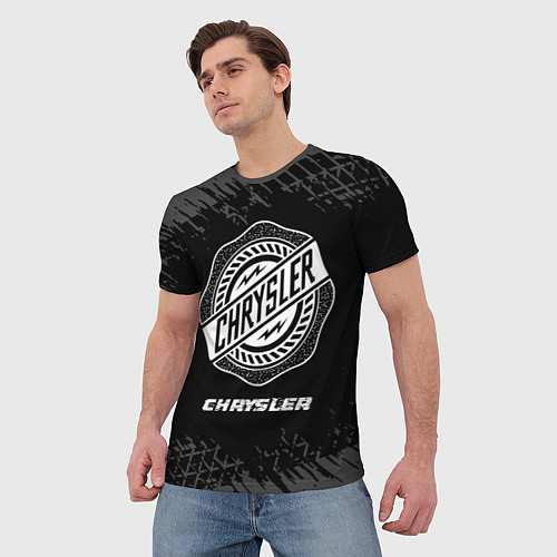 Мужская футболка Chrysler speed на темном фоне со следами шин / 3D-принт – фото 3