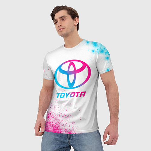 Мужская футболка Toyota neon gradient style / 3D-принт – фото 3