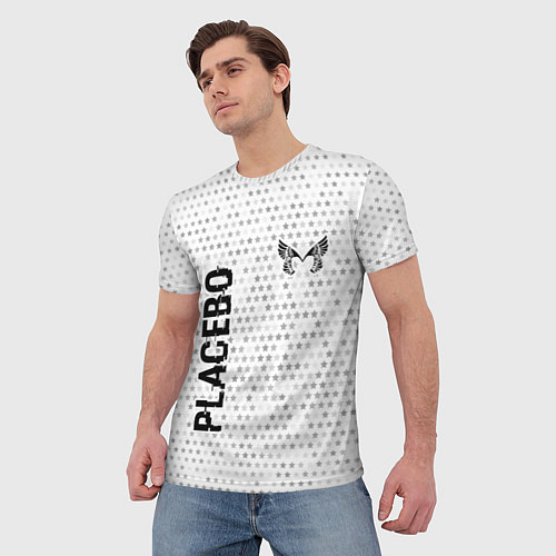 Мужская футболка Placebo glitch на светлом фоне вертикально / 3D-принт – фото 3
