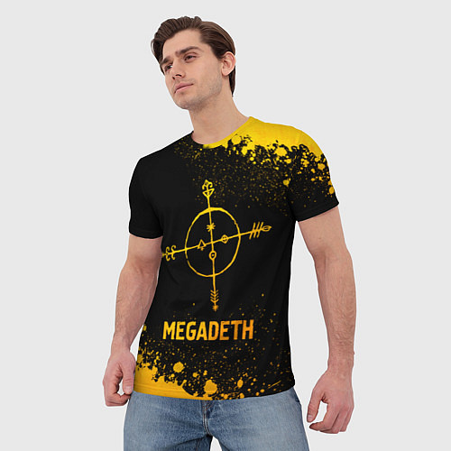 Мужская футболка Megadeth - gold gradient / 3D-принт – фото 3