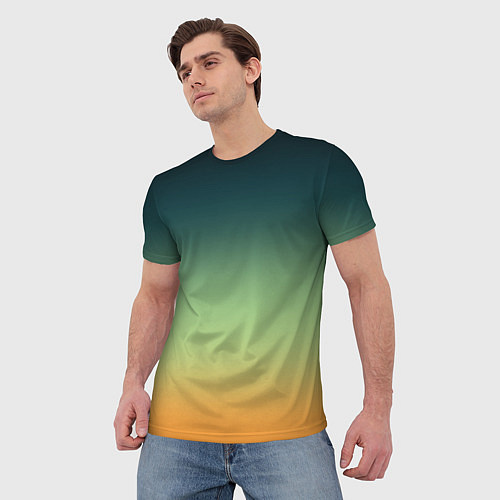 Мужская футболка Темно-зеленый и желтый градиент / 3D-принт – фото 3