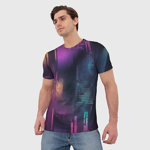 Мужская футболка Цветные пиксели retro / 3D-принт – фото 3