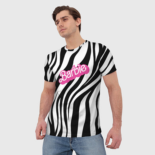 Мужская футболка Ретро Барби - паттерн полосок зебры / 3D-принт – фото 3