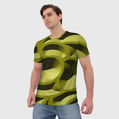 Мужская футболка Камуфляжные овалы и сеть / 3D-принт – фото 3