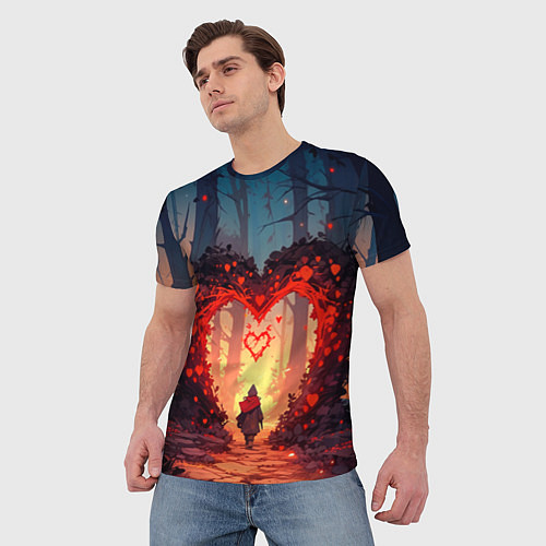 Мужская футболка Сердце в сердце на закате / 3D-принт – фото 3