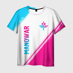 Футболка мужская Manowar neon gradient style вертикально, цвет: 3D-принт