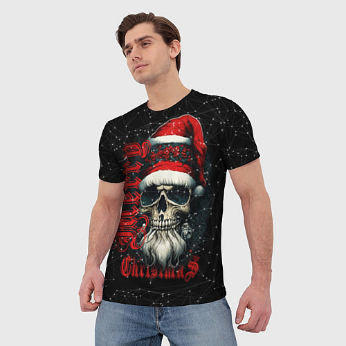 Мужская футболка Рождественская с черепом деда мороза / 3D-принт – фото 3