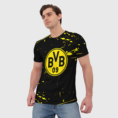 Мужская футболка Borussia yellow splash / 3D-принт – фото 3