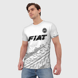 Футболка мужская Fiat speed на светлом фоне со следами шин посереди, цвет: 3D-принт — фото 2