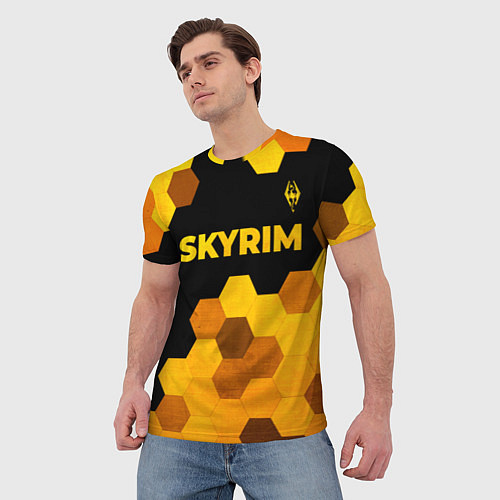 Мужская футболка Skyrim - gold gradient посередине / 3D-принт – фото 3