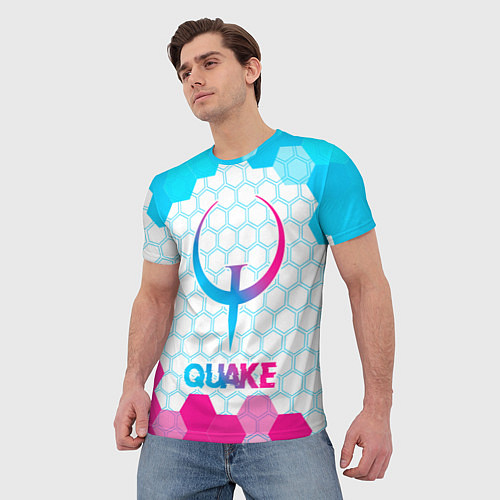 Мужская футболка Quake neon gradient style / 3D-принт – фото 3