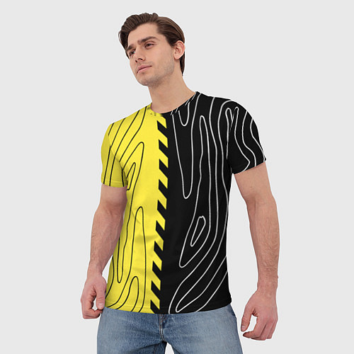 Мужская футболка Яркие линии в темноте / 3D-принт – фото 3