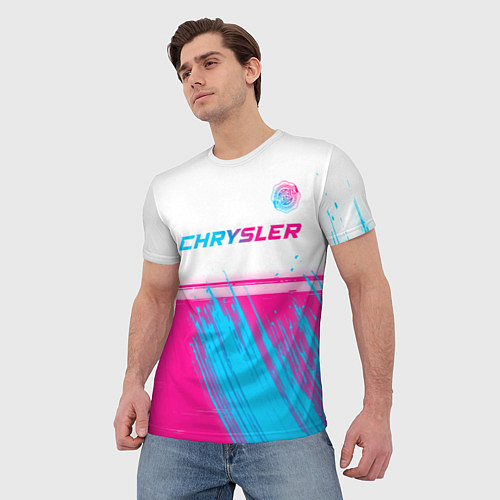 Мужская футболка Chrysler neon gradient style посередине / 3D-принт – фото 3