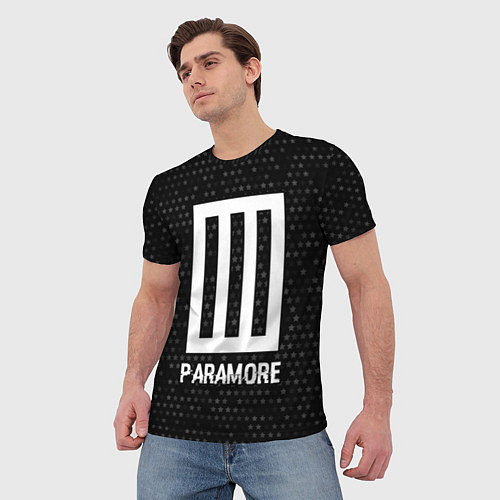 Мужская футболка Paramore glitch на темном фоне / 3D-принт – фото 3