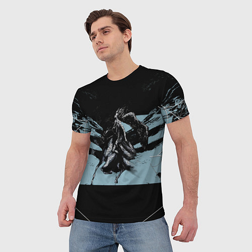Мужская футболка Стилизованый черный крылатый всадник / 3D-принт – фото 3