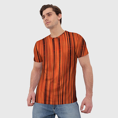Мужская футболка Абстрактные полосы красно-оранжевый / 3D-принт – фото 3