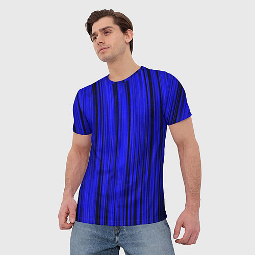 Мужская футболка Абстрактные полосы ультрамарин / 3D-принт – фото 3