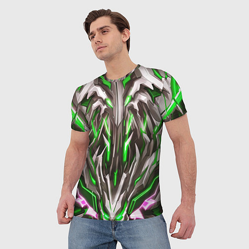 Мужская футболка Зелёная киберпанк броня / 3D-принт – фото 3