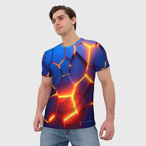 Мужская футболка Огненные плиты с разломом / 3D-принт – фото 3