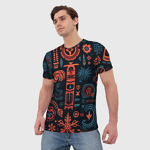 Мужская футболка Абстрактный паттерн в славянской стилистике / 3D-принт – фото 3