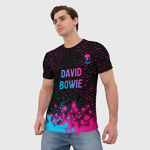 Мужская футболка David Bowie - neon gradient посередине / 3D-принт – фото 3