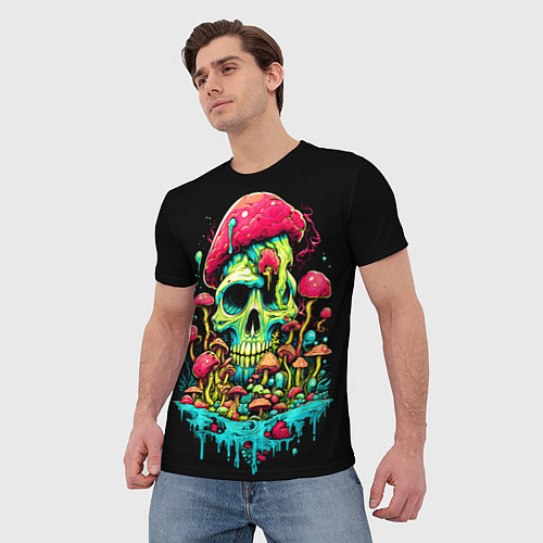 Мужская футболка Череп с грибами / 3D-принт – фото 3