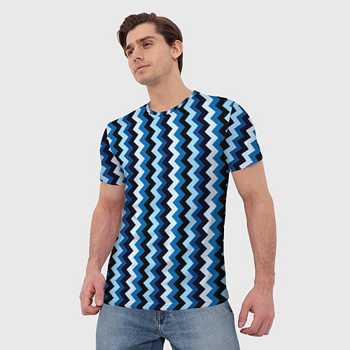Мужская футболка Ломаные полосы синий / 3D-принт – фото 3