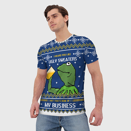 Мужская футболка I heard you like ugly sweaters / 3D-принт – фото 3