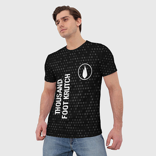 Мужская футболка Thousand Foot Krutch glitch на темном фоне вертика / 3D-принт – фото 3