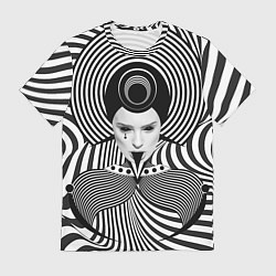 Футболка мужская Чёрно белый портрет девушки оптическая иллюзия, цвет: 3D-принт