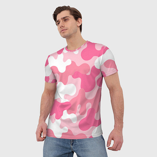 Мужская футболка Камуфляж розовый / 3D-принт – фото 3