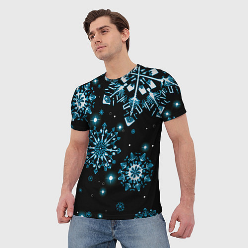Мужская футболка Кружение снежинок / 3D-принт – фото 3