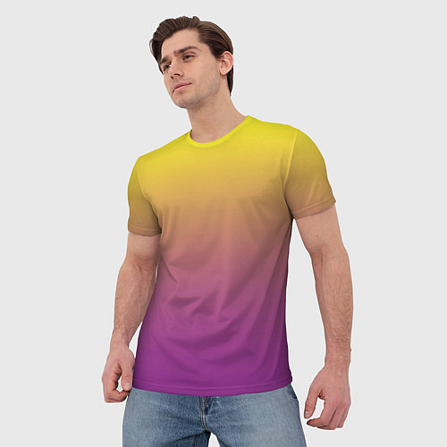 Мужская футболка Желто-фиолетовый градиент / 3D-принт – фото 3