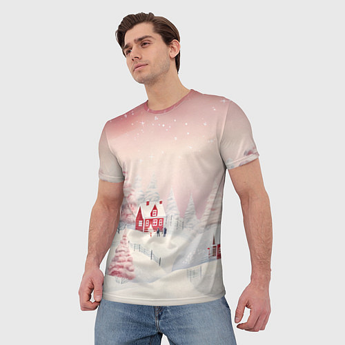 Мужская футболка Снежное сияние ночи / 3D-принт – фото 3