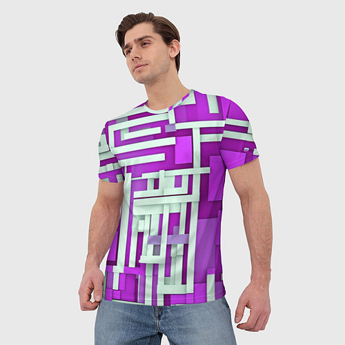 Мужская футболка Полосы на фиолетовом фоне / 3D-принт – фото 3