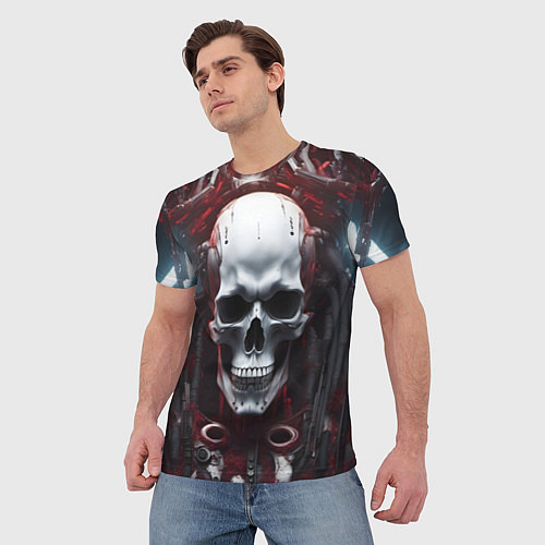 Мужская футболка Киберпанк череп с дреддами / 3D-принт – фото 3