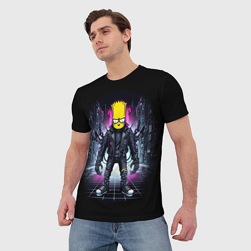 Мужская футболка Cool Bart Simpson - cyberpunk - ai art / 3D-принт – фото 3