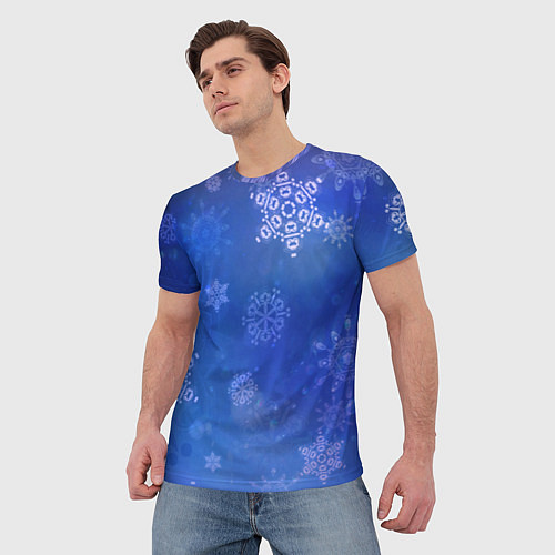 Мужская футболка Декоративные снежинки на фиолетовом / 3D-принт – фото 3