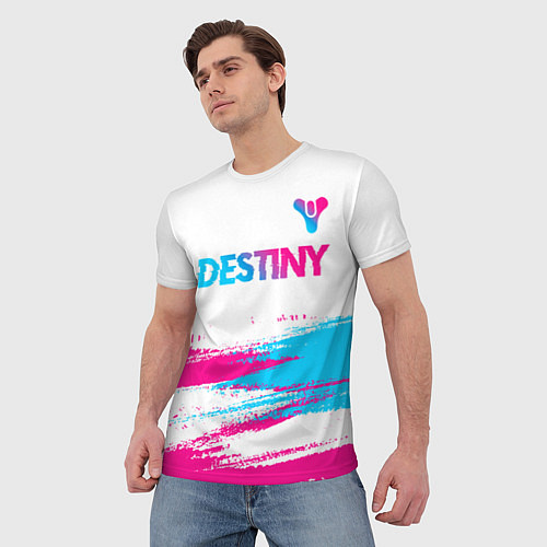 Мужская футболка Destiny neon gradient style посередине / 3D-принт – фото 3