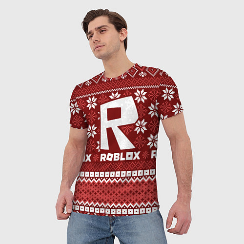 Мужская футболка Roblox christmas sweater / 3D-принт – фото 3