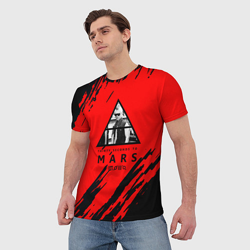 Мужская футболка 30 Second to mars краски абстрактные / 3D-принт – фото 3