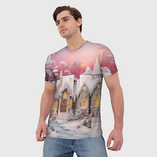 Мужская футболка Звезды и подарки новогодней ночи / 3D-принт – фото 3