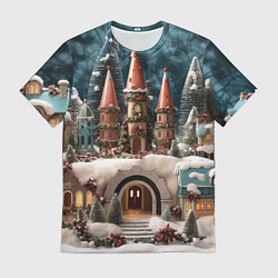 Футболка мужская Деревенские домики зимой, цвет: 3D-принт