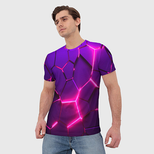 Мужская футболка Неоновые плиты розовые / 3D-принт – фото 3