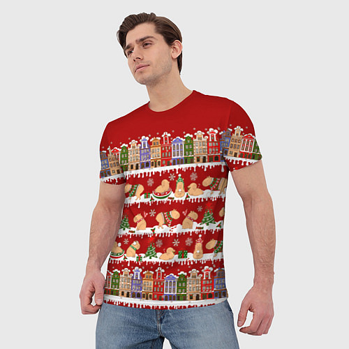 Мужская футболка Капибара на Новый год / 3D-принт – фото 3