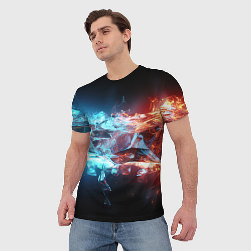 Мужская футболка Лед и пламя абстракция / 3D-принт – фото 3