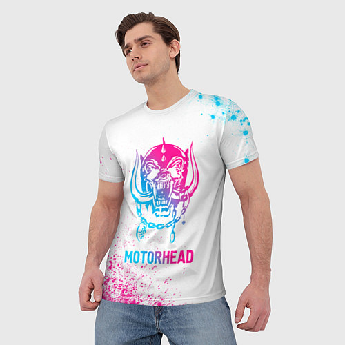 Мужская футболка Motorhead neon gradient style / 3D-принт – фото 3